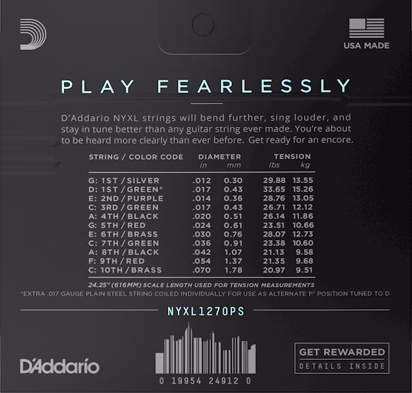 D'Addario NYXL1270PS - Struny do gitary steel