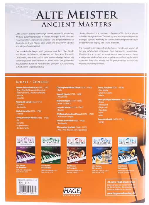MS Ancient masters for clarinet in Bb and piano/organ - Nuty na klarnet
