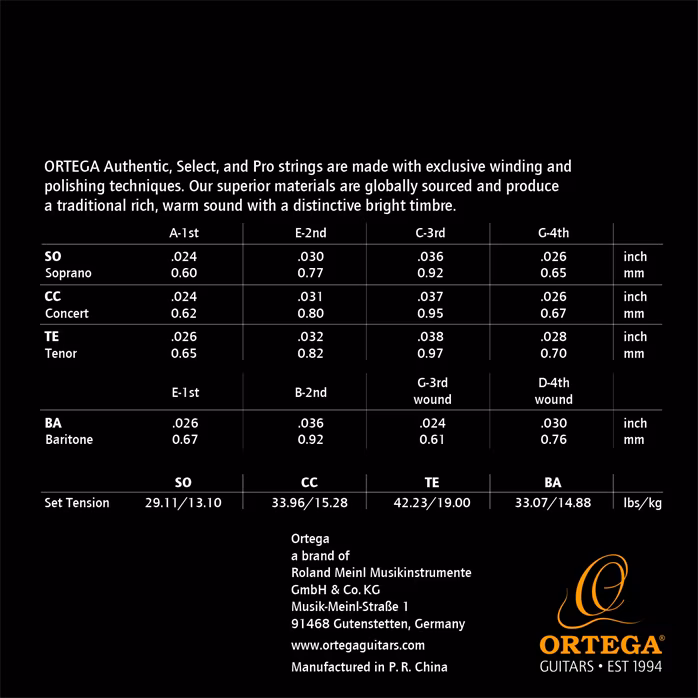 Ortega UKSBK-BA - Struny do ukulele barytonowego