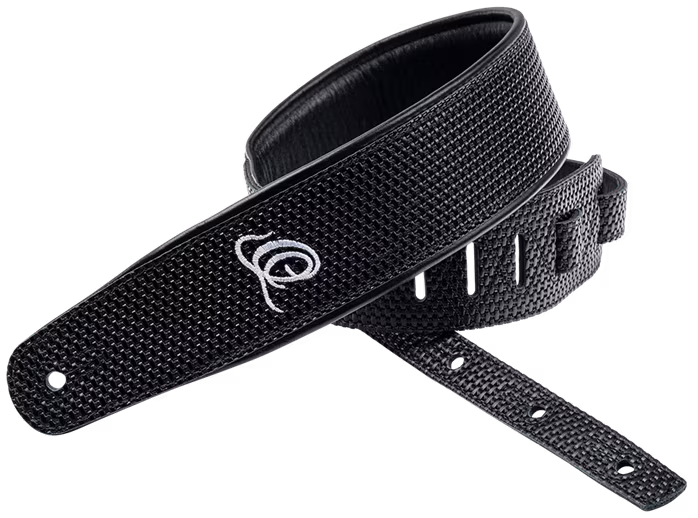 Ortega Leather Strap Black Braid - Pas gitarowy