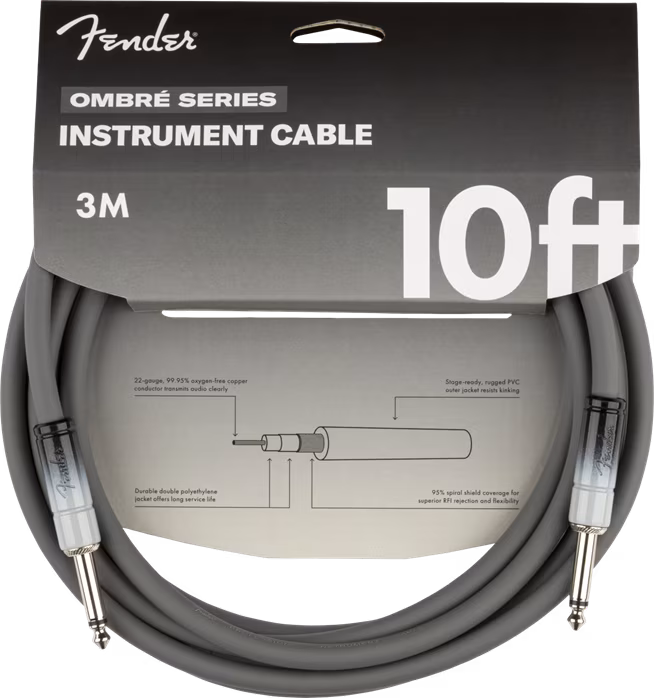 Fender Ombré Instrument Cable 10' Silver Smoke - Kabel instrumentalny