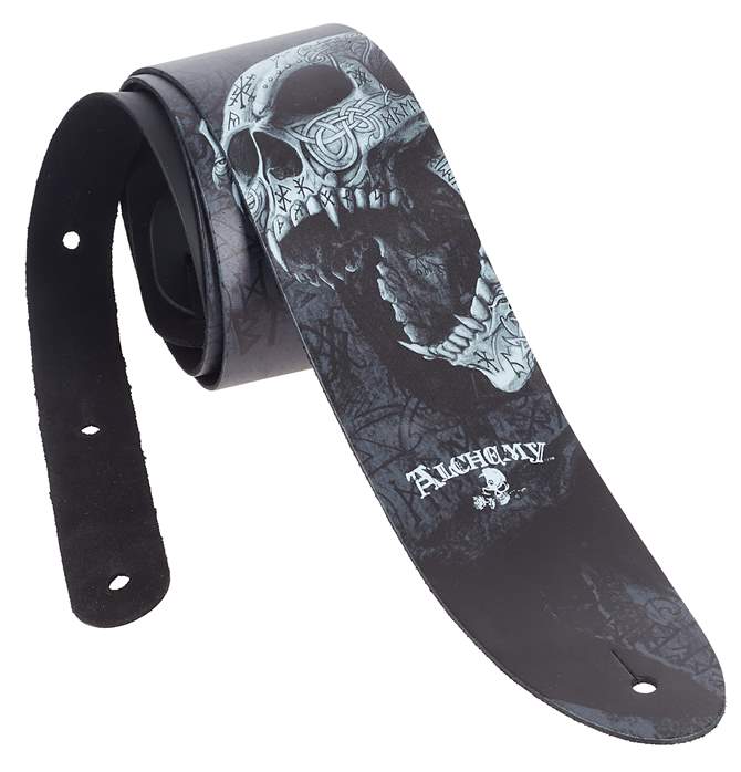 Perri's Leathers 11024 ALCHEMY Guitar Strap Berserker Skull - Pas gitarowy