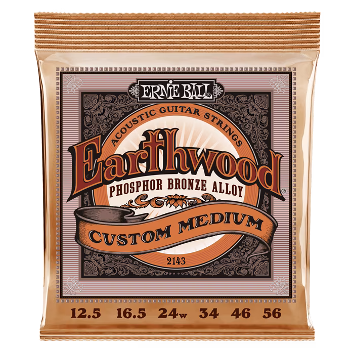 Ernie Ball 2143 Earthwood Phosphor Bronze Strings Custom Medium - Metalowe struny do gitary akustycznej