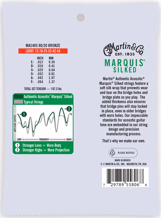 Martin Authentic Marquis 80/20 Bronze Light - Metalowe struny do gitary akustycznej