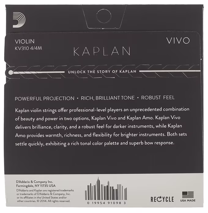 D'Addario Kaplan Vivo KV310 4/4M - Struny skrzypcowe
