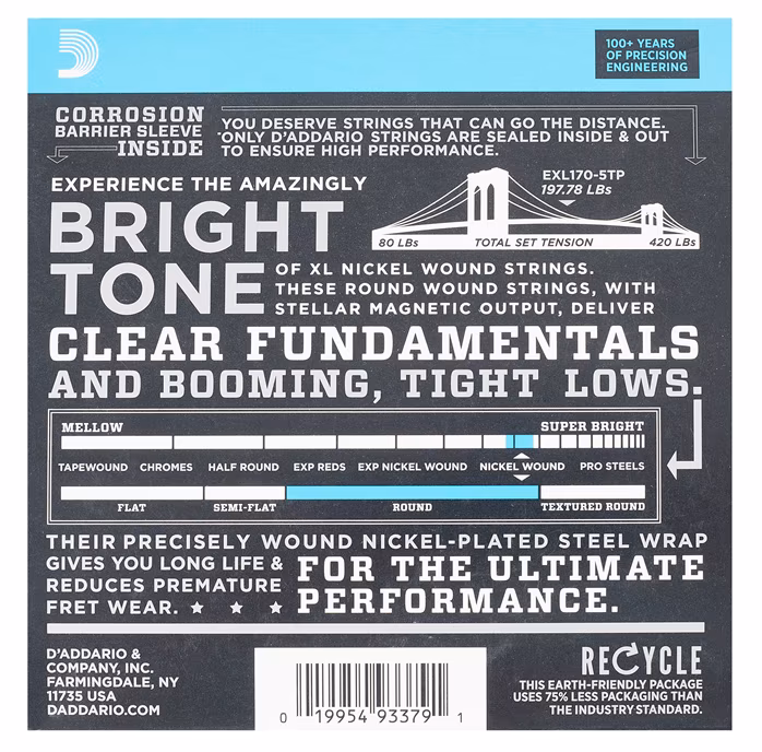 D'Addario EXL170-5TP - Struny do pięciostrunowej gitary basowej