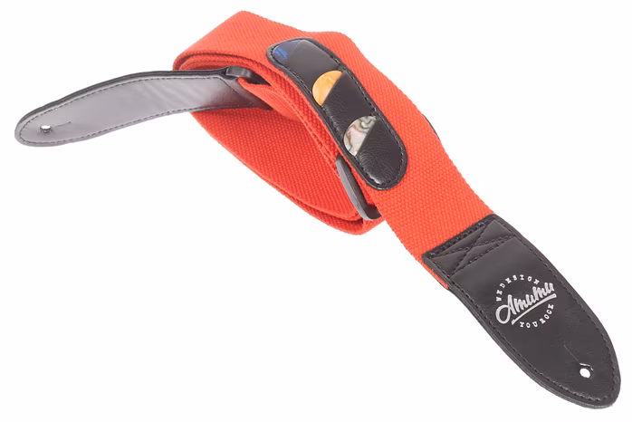 Amumu Cotton Pickholder Strap Red - Pas gitarowy