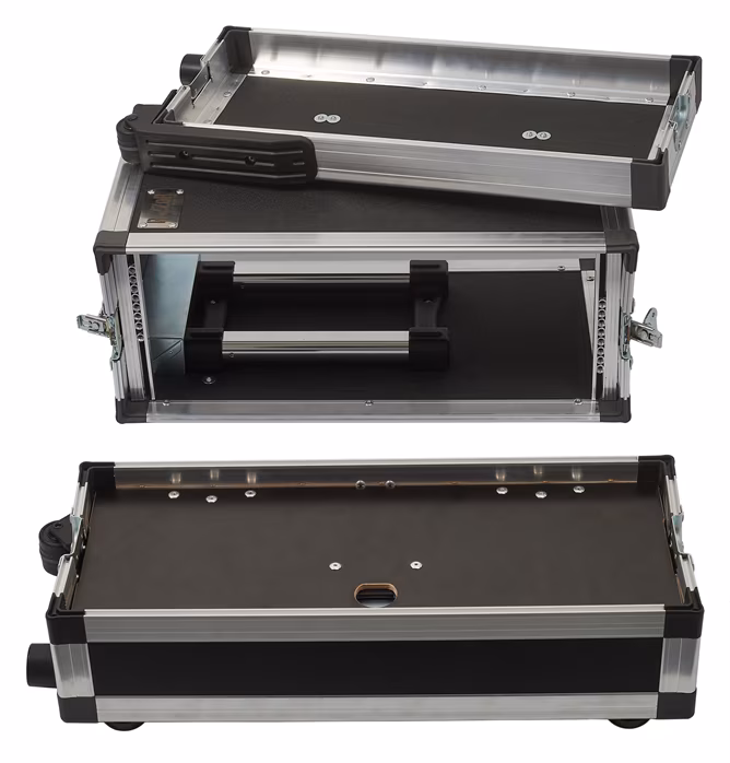 Razzor Cases Rack with telescopic pull-out handle and compartment for wireless components - Rack case