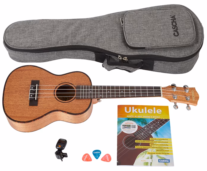 Cascha HH 2036 CZ Concert Mahogany Ukulele Bundle - Zestaw ukulele
