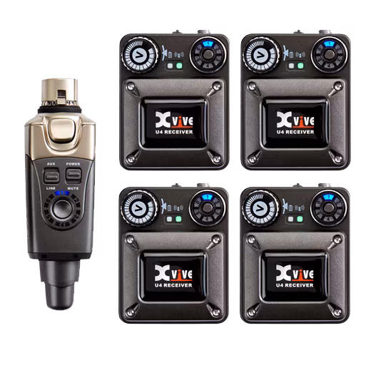 Xvive U4 - Bundle, 1x Transmitter + 4x Receiver - Bezprzewodowy system odsłuchowy