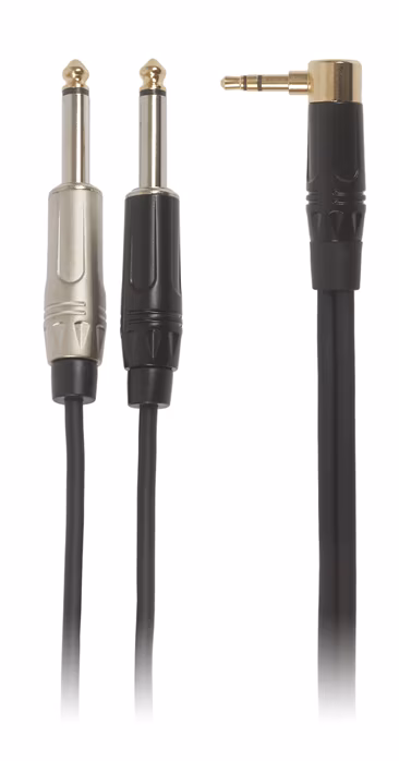 Bespeco ROCKIT Interlink Cable Jack 3,5 TRS M 90° - 2x Jack TS 1,5 m - Kabel połączeniowy