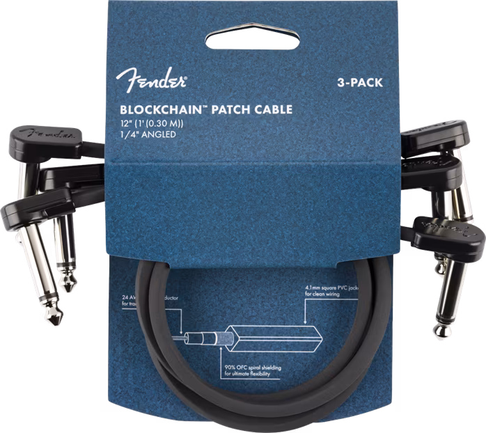 Fender Blockchain 12" Patch Cable, 3-pack - Kabel połączeniowy