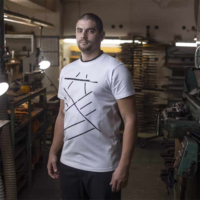 Furch White T-shirt print bracing L - Koszulka