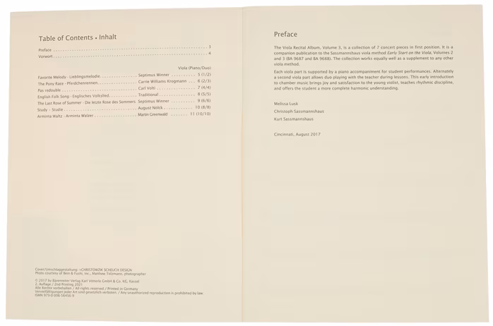 MS Viola Recital Album, svazek 3 - Nuty na altówkę