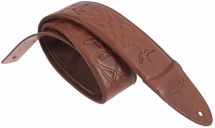 PRS 2.4" Padded Guitar Strap w/RAS, Custom Leather (Faux) Birds, Sanguine - Pas gitarowy