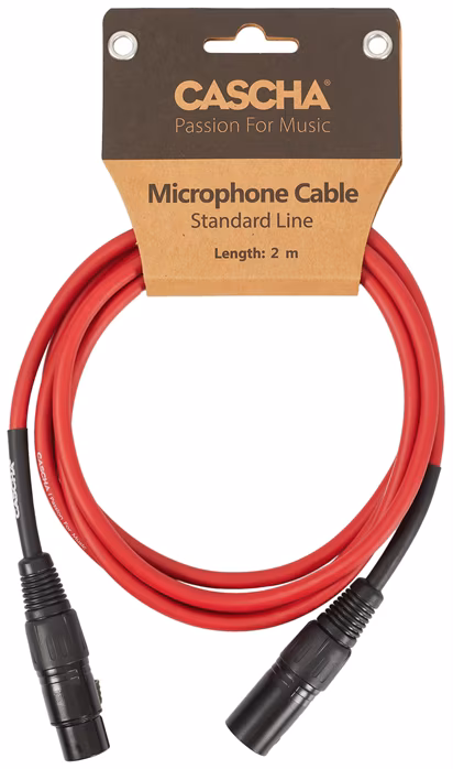 Cascha Standard Line Mic Cable Red 2m - Kabel mikrofonowy