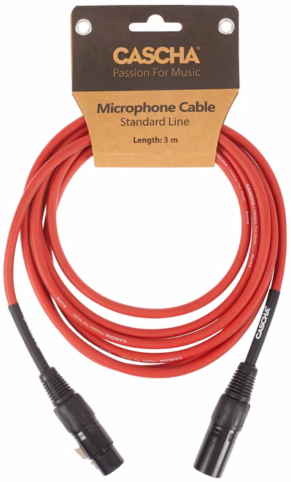 Cascha Standard Line Mic Cable Red 3m - Kabel mikrofonowy