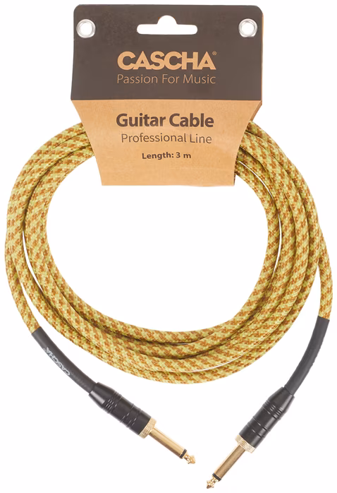 Cascha Professional Line Guitar Cable, Straight, Tweed Natural, 3 m - Kabel instrumentalny