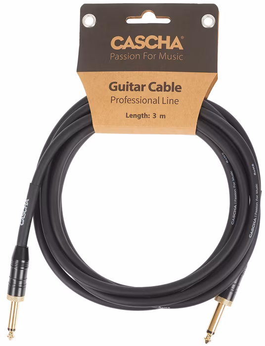 Cascha Professional Line Guitar Cable, Straight, Black, 3 m - Kabel instrumentalny