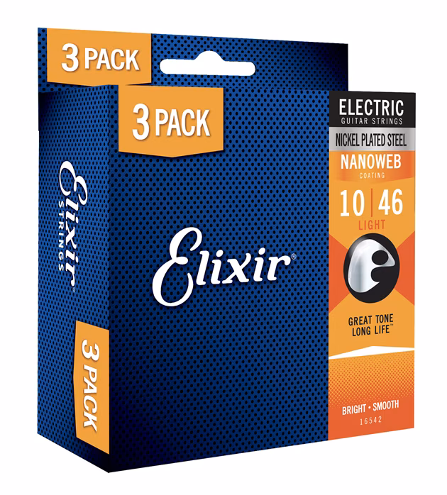 Elixir Nanoweb Light 3-Pack - Struny do gitary elektrycznej