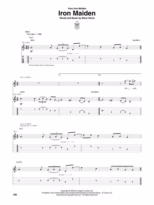 MS Iron Maiden - Guitar TAB - Nuty na gitarę