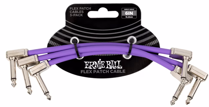 Ernie Ball Flex Patch Cable 6" Purple 3-Pack  - Kabel połączeniowy