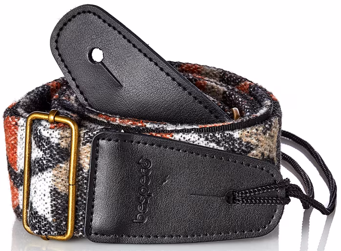 Bespeco Vintage-style Strap Black Pattern Wool/Polyester Metal Buckle - Pas gitarowy
