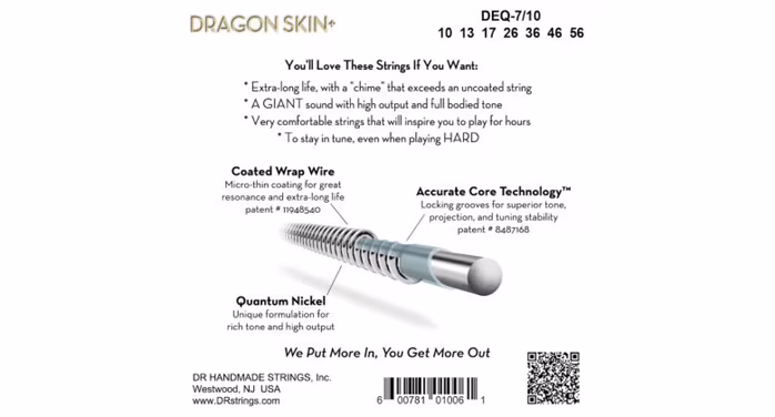 DR Strings Dragon Skin+ DEQ-7/10 - Struny do siedmiostrunowej gitary elektrycznej