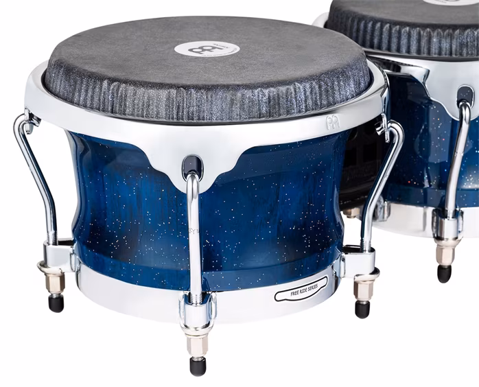 Meinl Artist Series Bongo William "Kachiro" Thompson, REMO® Black Calfskin Skyndeep Heads - 7" & 8 1/2" Blue Wave - Bongosy