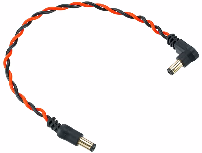 Ibanez Twisted DC Cable Black & Neon Red, Length: 8" Straight & Angled Plug - Kabel zasilający