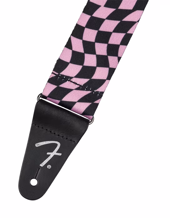Fender Wavy Checkerboard Polyester Strap Pink - Pas gitarowy