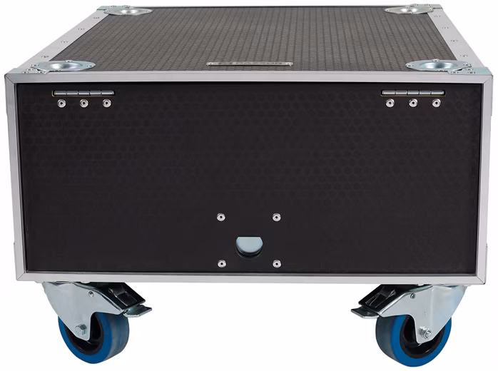 Razzor Cases HEXA 4U sliding door rack 512, spring-loaded, with 100mm braked casters and stacking trays - Rack case