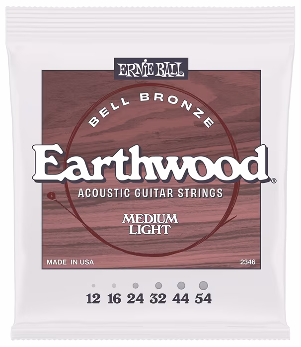 Ernie Ball Medium Light Earthwood Bell Bronze Acoustic 12-54 - Metalowe struny do gitary akustycznej