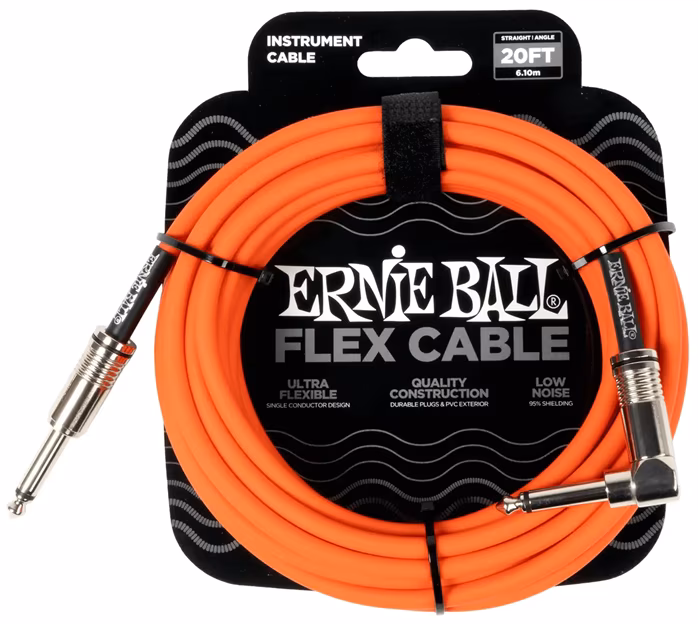 Ernie Ball Flex Instrument Cable Straight/Angle 20ft Orange - Kabel instrumentalny