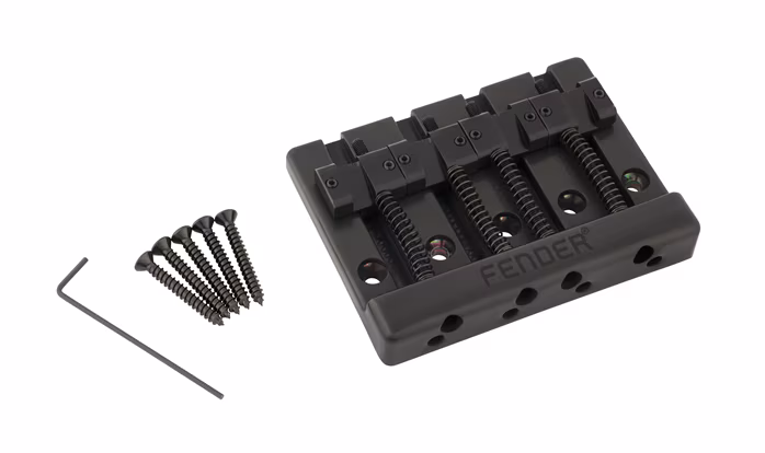 Fender HiMass Bass Bridge Brass Saddles Black - Mostek