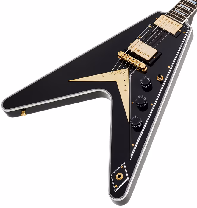 Gibson Custom Flying V Custom w/ Ebony Fingerboard Gloss Ebony - Gitara elektryczna