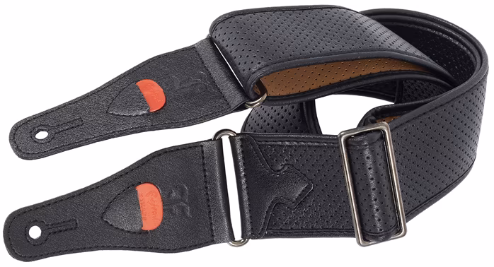 Furch Black Perforated Leather Strap - Pas gitarowy
