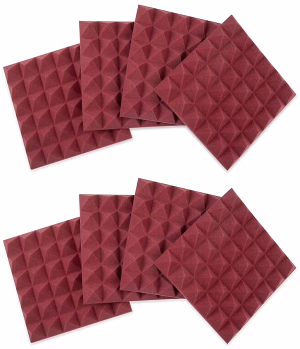 Gator Frameworks 12x12 Acoustic Pyramid Panel Burgundy 8 Pack - Gąbka akustyczna