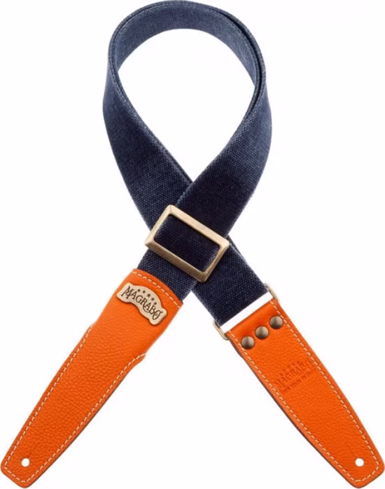 Magrabò Stripe SS Cotton Washed Blue / Orange 5 cm - Pas gitarowy