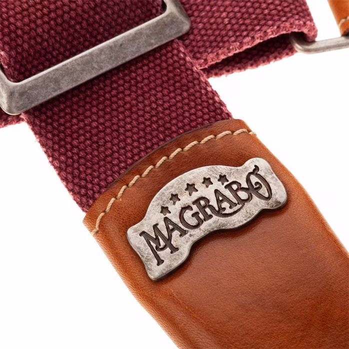 Magrabò Stripe SS Cotton Washed Bordeaux / Washed Brown 5 cm - Pas gitarowy