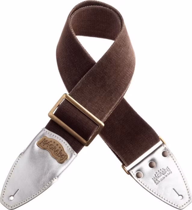 Magrabò Stripe SS Cotton Washed Brown / Silver 8 cm - Pas gitarowy