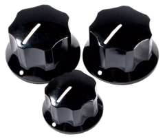 Fender Pure Vintage '60s Jazz Bass Knobs, (3), Black - Volume knob