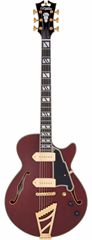 D'Angelico Deluxe SS Baritone Satin Trans Wine - Chitară semi-acustică