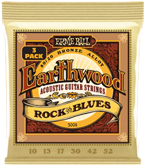 Ernie Ball 3008 Earthwood Rock & Blues 80/20 Bronze 3-Pack - Kovové struny na akustickú gitaru
