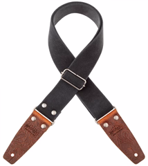 Magrabò Stripe SC Entry Olded Black 5 cm Brown Ends - Gitarový popruh