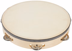PP World Percussion Wooden Tambourine ~ 25cm Natural - Tamburína