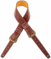 Magrabò Twin Buckle TS Aged Tosca 7 cm, Sun Brass Buckle - Gitarový popruh