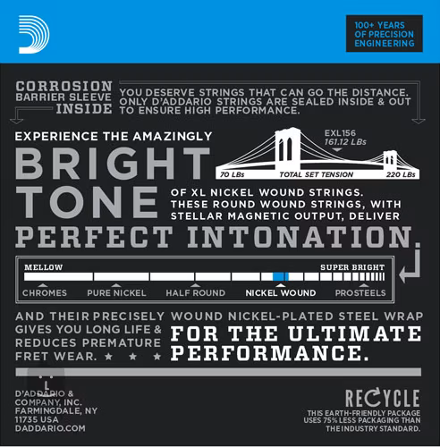 D'Addario EXL156 Fender Squier Bass VI Strings - Barytónové struny pre elektrickú gitaru