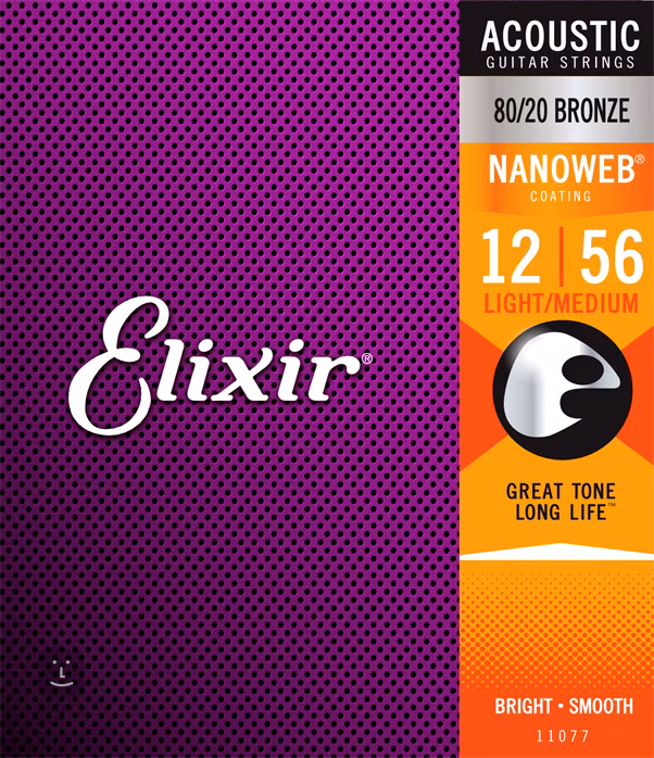 Elixir Nanoweb 80/20 Bronze Light-Medium - Kovové struny na akustickú gitaru