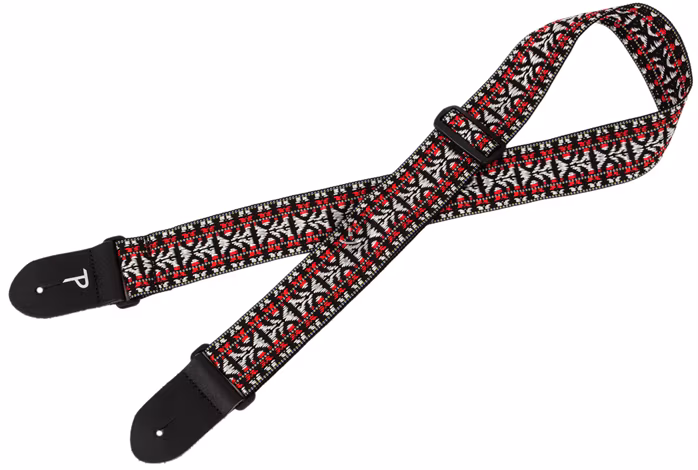 Perri's Leathers 287 Poly Pro Red And White Hootenanny - Gitarový popruh